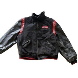 Vintage Dehen Men’s Black Red Wool Budweiser Leather Bomber Jacket Sz XL 1998